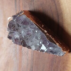 Large Amethyst Pendant, Plated, Purple, Crystal Jewelry